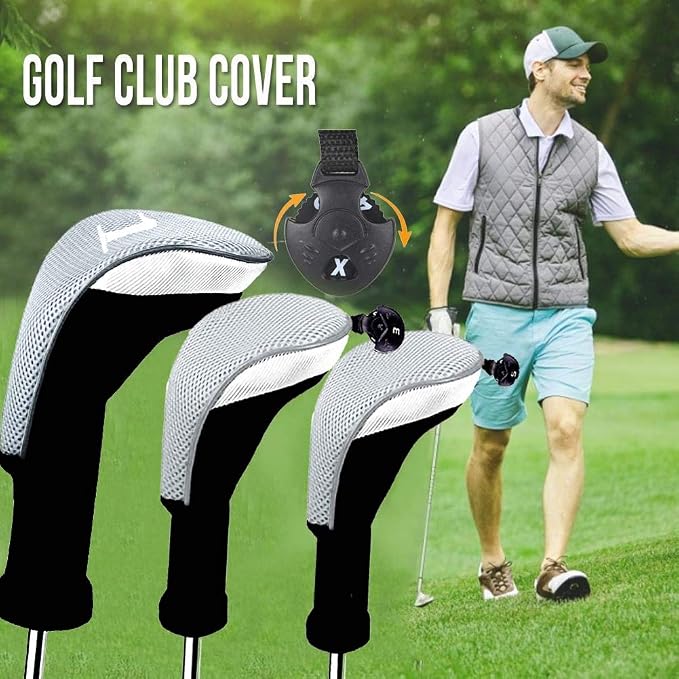 Golf Club Head Covers for Woods and Driver Hybrids Fairway Value Pack - Image 6