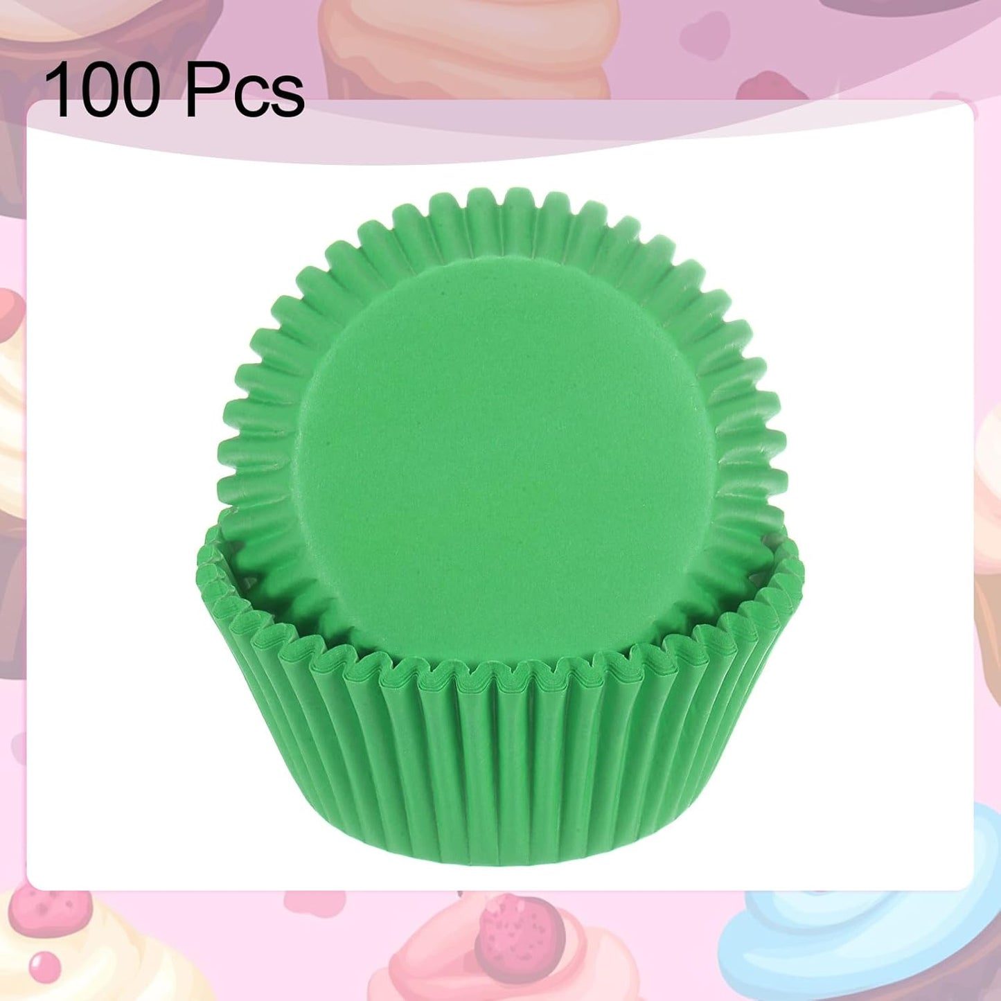 HARFINGTON 100 Count Cupcake Liners Green Cupcake Cups Standard Size Muffins Liners Papers Baking Cups Wrappers Greaseproof for Party Wedding Birthday