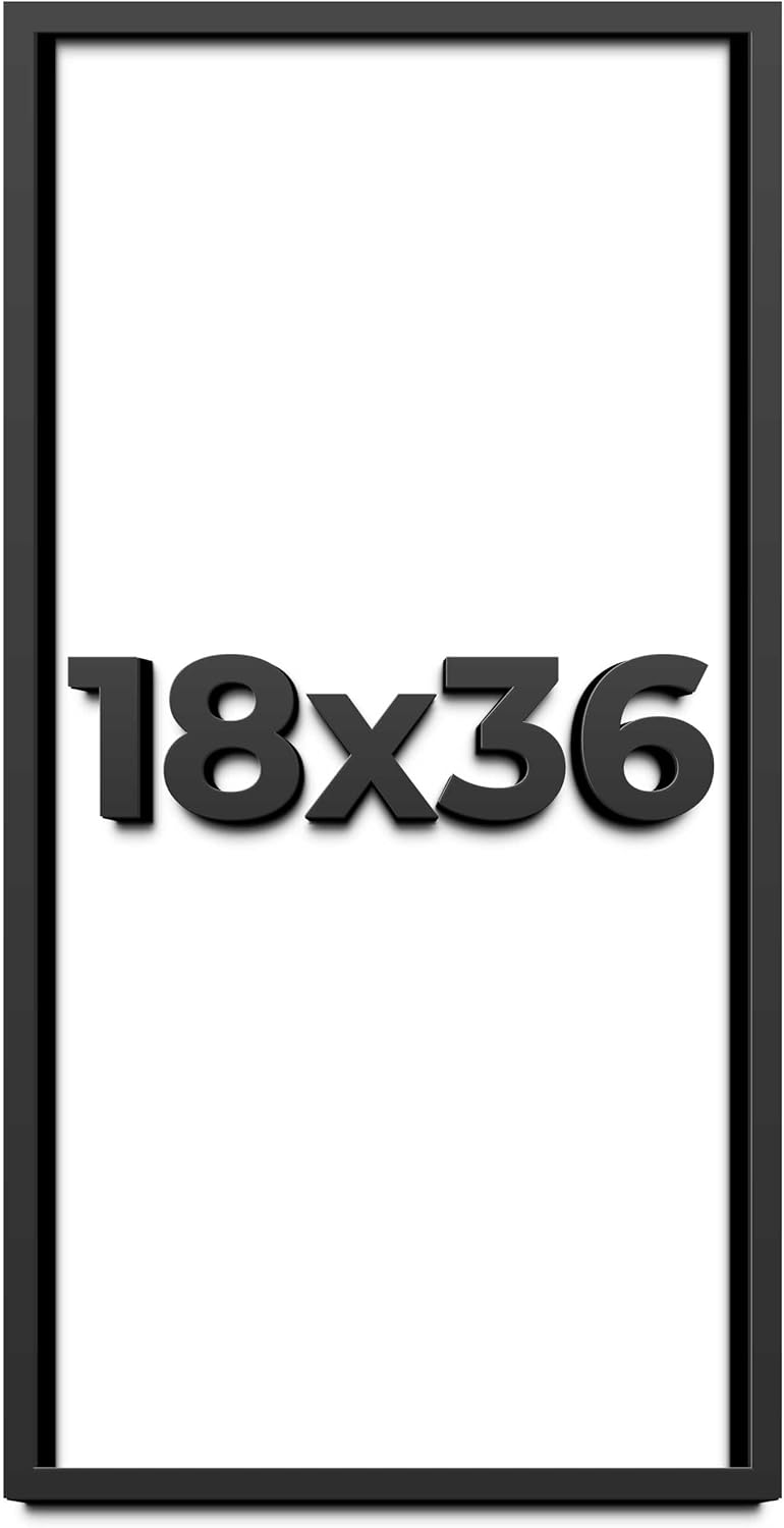 18x36 Shadow Box Black Solid Wood Display Frame with White Acid-Free Backing UV Acrylic & Hanging Hardware - with 3/4" Usable Depth