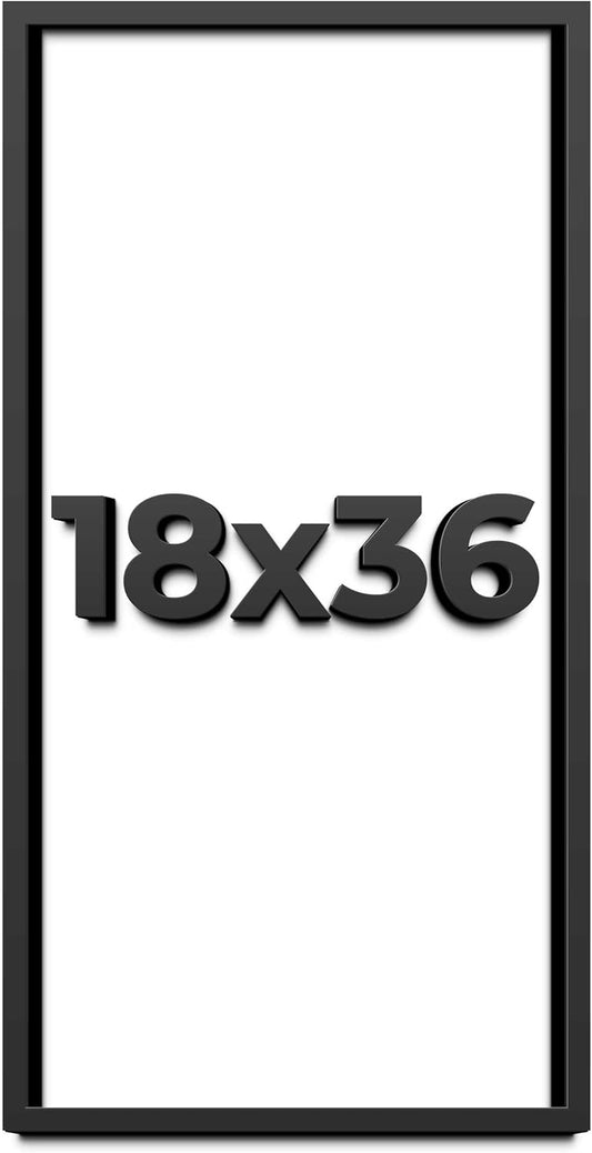 18x36 Shadow Box Black Solid Wood Display Frame with White Acid-Free Backing UV Acrylic & Hanging Hardware - with 3/4" Usable Depth