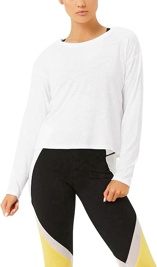 Bestisun Long Sleeve Workout Shirts Yoga Dance Tops Open Back Athletic Clothes - Image 2