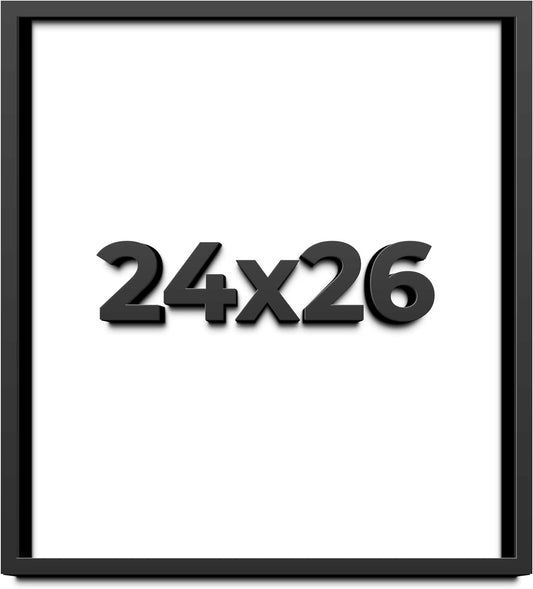 24x26 Shadow Box Black Solid Wood Display Frame with White Acid-Free Backing UV Acrylic & Hanging Hardware - with 3/4" Usable Depth