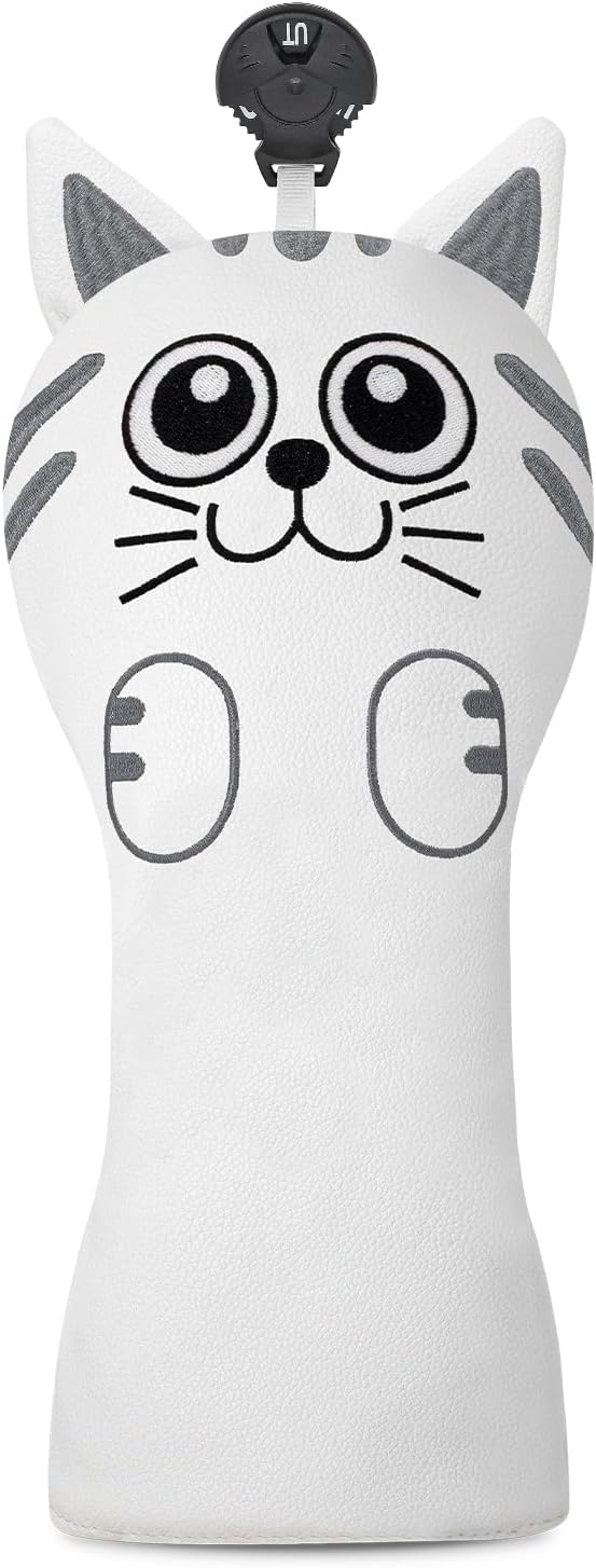 Golf Kitty Head Cover Golf Club White Leather Headcovers 1pc/4pcs Set Fits - Image 4