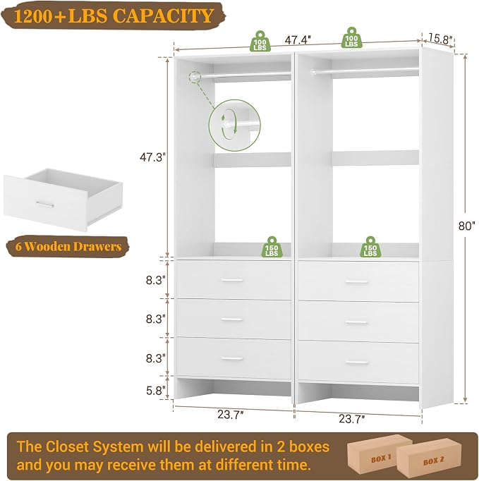 Aheaplus Closet System Closet Organizer, Wood Closet Organizer System, Walk-in - Image 7