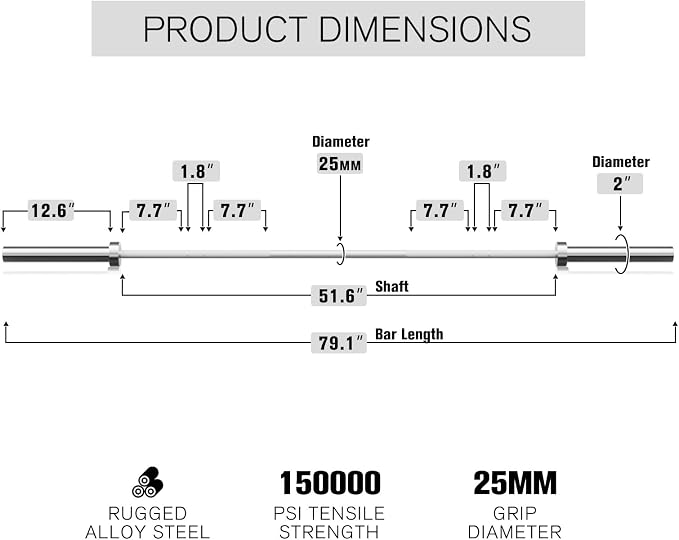 RITFIT 7FT Olympic Barbell for Strength and Weightlifting Training - Image 3