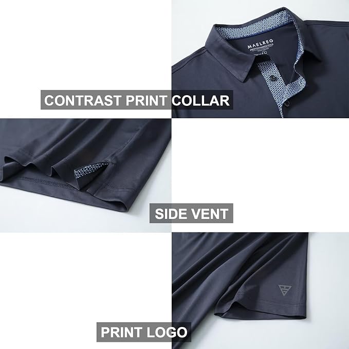Mens Polo Shirts Short and Long Sleeve Casual Solid Stylish Dry Fit Performance - Image 4