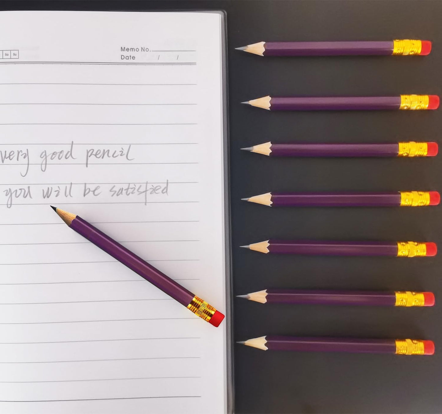 Adhere 25pcs Golf Pencils with eraser Hexagon Wooden Pencils Graphite 2B for Golf Event Scoring,Classroom,Wedding,Company Meetings,Pew, Pocket(Purple)