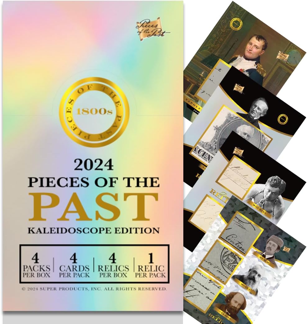 2024 Pieces of the Past 1800s Kaleidoscope Edition: 4 Packs, 4 Trapped Relics (Washington, Einstein, Van Gogh & More!), Rainbow Parallels & Signed Item Redemptions