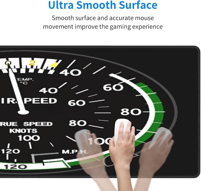 Aircraft Speedometer Pilot Flight Mouse Pad, Airplane Large Big Gaming Mouse - Image 4