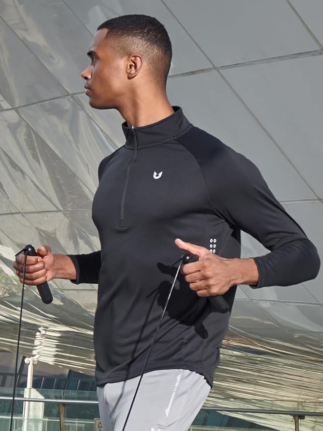 NORTHYARD Quarter Zip Pullover Men Running Shirt Long Sleeve Moisture Wicking - Image 6