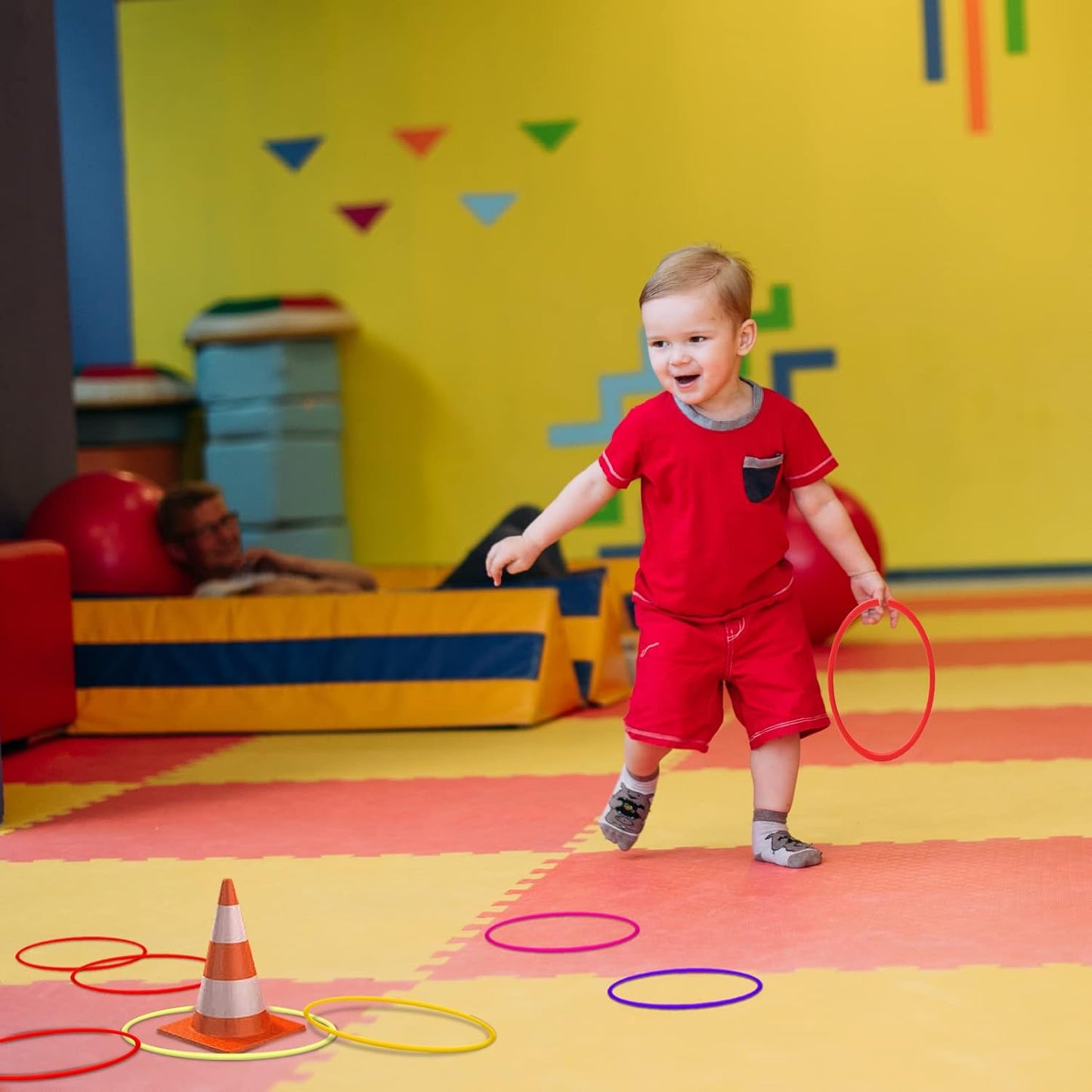 24 PCS Plastic Toss Rings,Ring Toss Game for Kids,Outdoor Toss Rings for Speed and Agility Practice Training Games,Multicolor Training Rings Carnival Rings Garden Backyard Outdoor Games (5 inch)