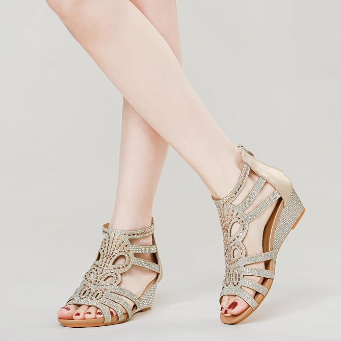 WOJWSKI Women's Slide Wedge Sandal Open Toe High Heel Zipper Back Platform - Image 5