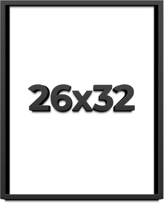 26x32 Shadow Box Black Solid Wood Display Frame with White Acid-Free Backing UV Acrylic & Hanging Hardware - with 3/4" Usable Depth