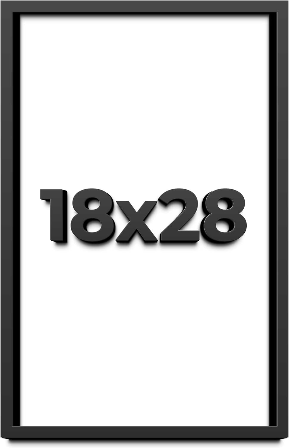 18x28 Shadow Box Black Solid Wood Display Frame with White Acid-Free Backing UV Acrylic & Hanging Hardware - with 3/4" Usable Depth