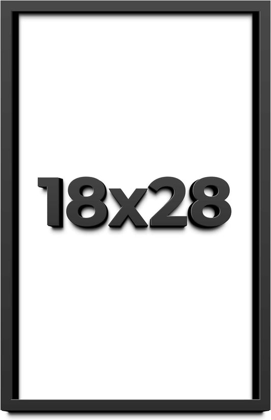 18x28 Shadow Box Black Solid Wood Display Frame with White Acid-Free Backing UV Acrylic & Hanging Hardware - with 3/4" Usable Depth