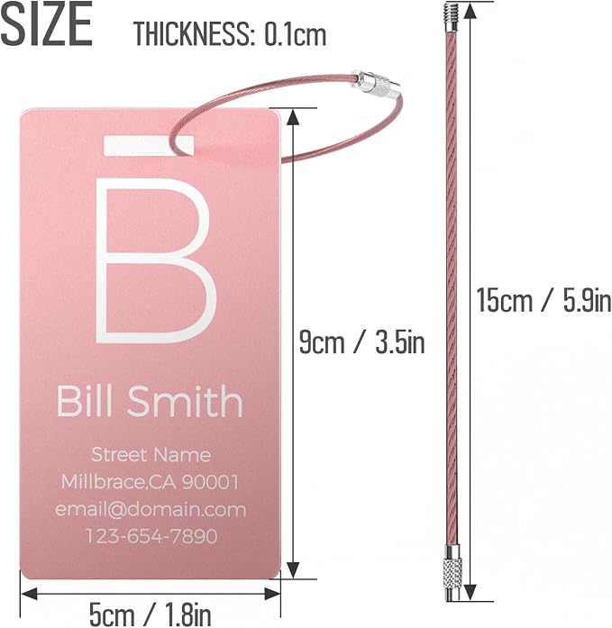 Personalized Metal Luggage Tags, Custom Suitcase Aluminum Name Tags - Image 2