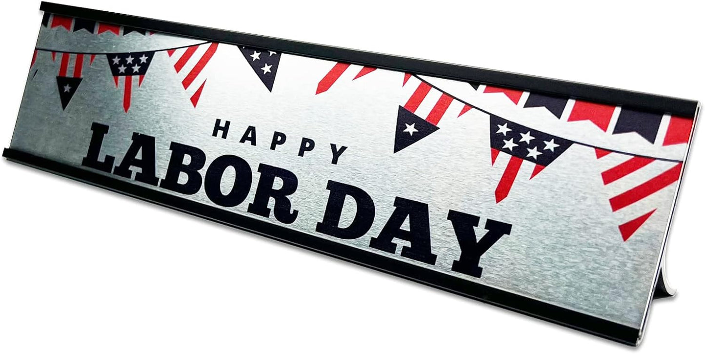 2" x 8" Personalized Aluminum Name Plates for Desk or Wall, Can Add Custom Logo Image, Two Name Plates Colors Silver, White, Holders are Optional (Custom Image)