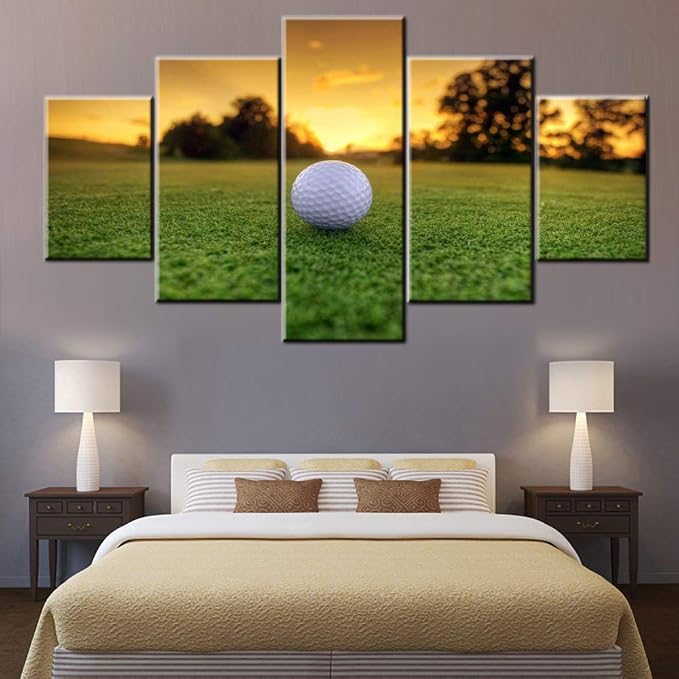 Wall Pictures for Living Room Golf Course Paintings Sunset Scape Artwork Multi by TUMOVO