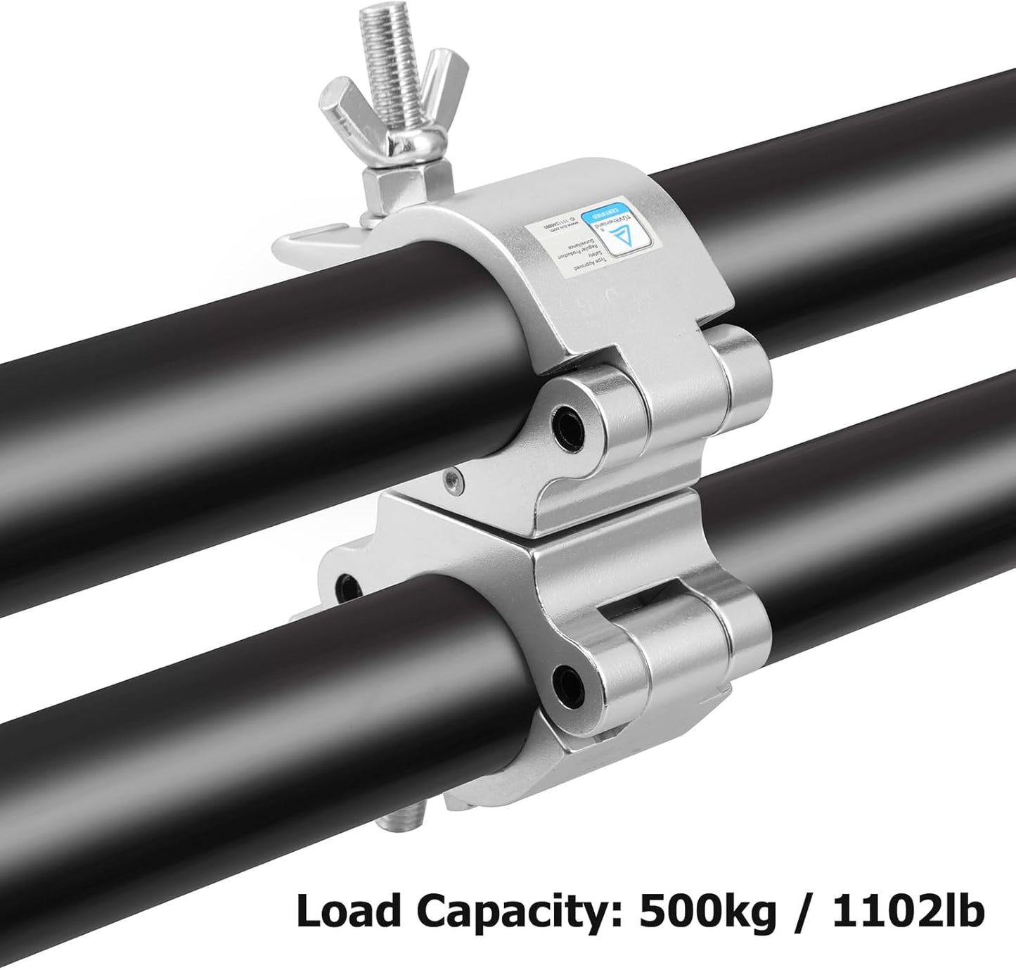 2 Inch Pro-Swivel Truss Clamp TUV, 2 Pack Eyeshot Heavy Duty 1100lb Swivel Coupler Truss Clamps, Dual Head Turn As Needed Two 360 Degree Lighting Clamps, Fit Pipe/Truss OD 48-52mm