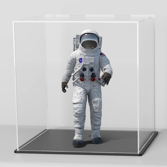 Acrylic Display Case, Super Clear Displaying Box with Matt Base and Lid for Toys, Figures, Collectibles (9x9x9 inch)
