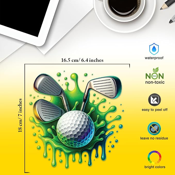 Golf Ball and Clubs Decal – 7x6, 8in Vinyl Sticker - Image 2