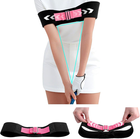 Adjustable Golf Swing Trainer Arm Band-Golf Training Aid with Metal Button for Customized Fit-Enhance Muscle Memory for All Skill Levels-Great Gift for Golfers