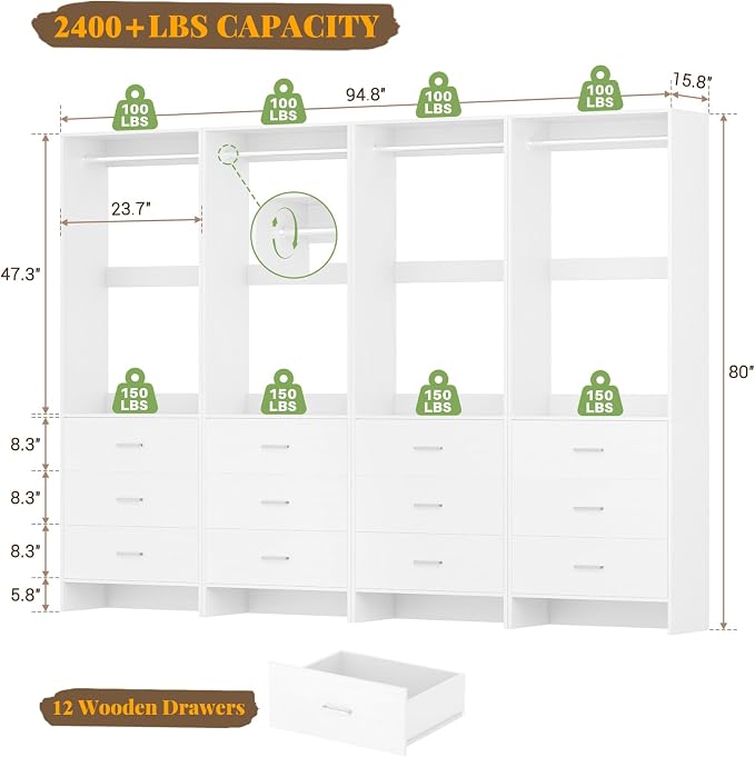 Aheaplus Closet System Closet Organizer, Wood Closets Organizer System - Image 6