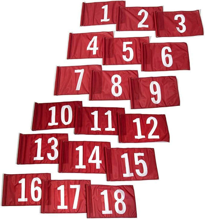 Vispronet Numbered Golf Flags for Putting Green – 20in x 14in Red & White Flags by Vispronet