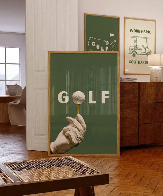 Golf Wall Art Print, Modern Golf Ball Poster, Trendy Collage Sports Decor, Green Golf Course Artwork, Unique Gifts for Golfers, Contemporary Home Wall Art, Stylish Gift for Him (Unframed) (12x18)