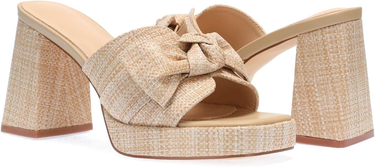 Monrovia Womens Sandals Heels for Women Slide On Block Chunky Platform High - Image 2