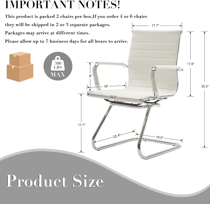 CIMOTA Waiting Room Chairs Leather Office Guest Chair Mid Back Reception Chairs - Image 2