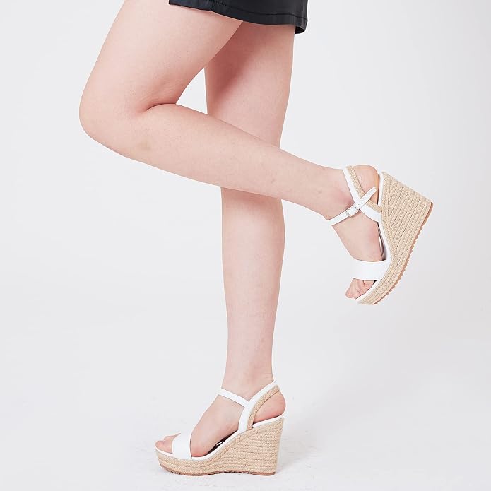 mikarka Women's Espadrille Wedge Sandals: Ankle Strap Platform Open Toe Wedges - Image 4
