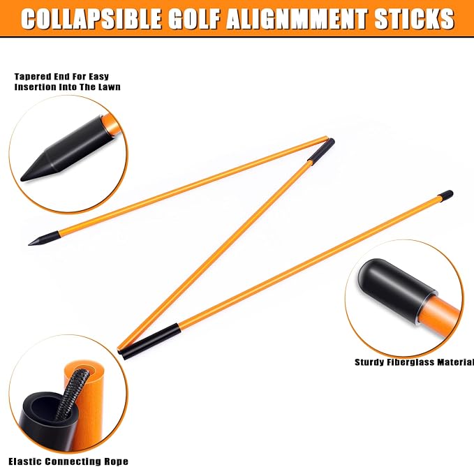 Professional 2 or 3 or 4 Pack Collapsible Golf Alignment Sticks, Premium 40" - Image 2
