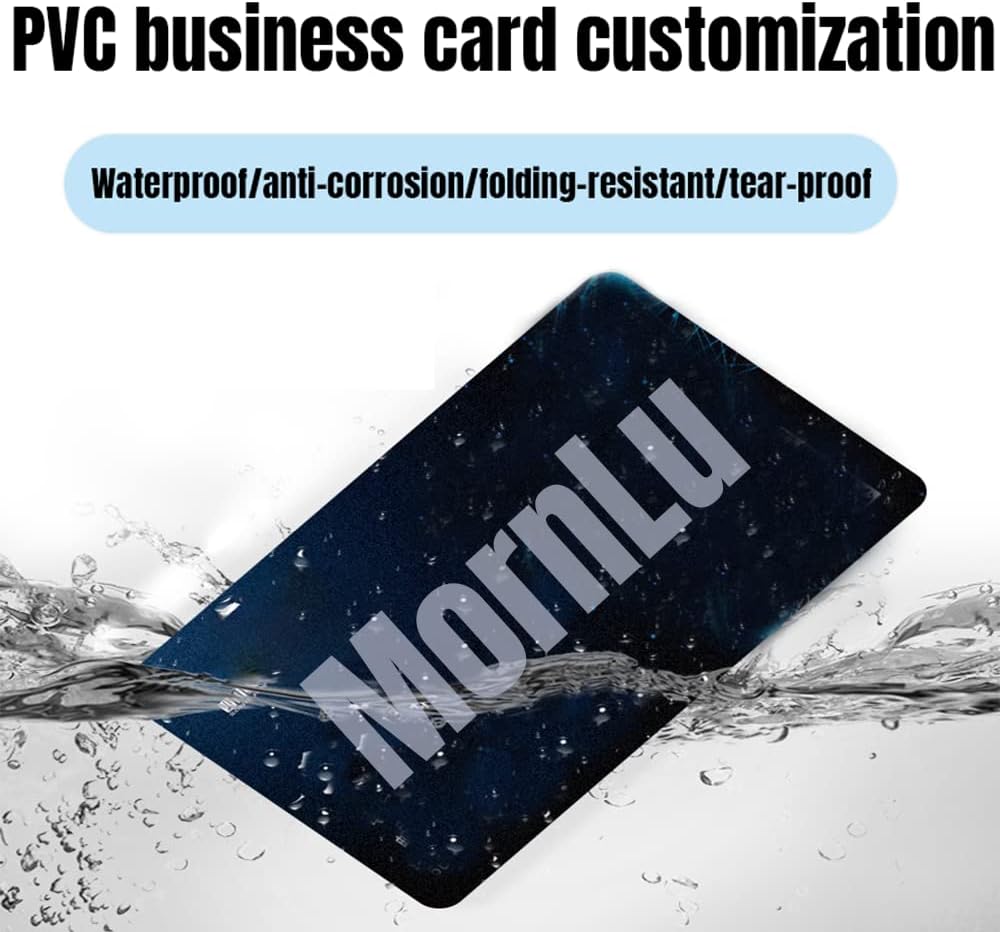 200Pcs Custom Business Cards PVC Waterproof Add Photo/Text/Logo Print Your Own Business Cards Personalized Double-sided Printed Glossy Matte Frosted 0.38mm Thickness