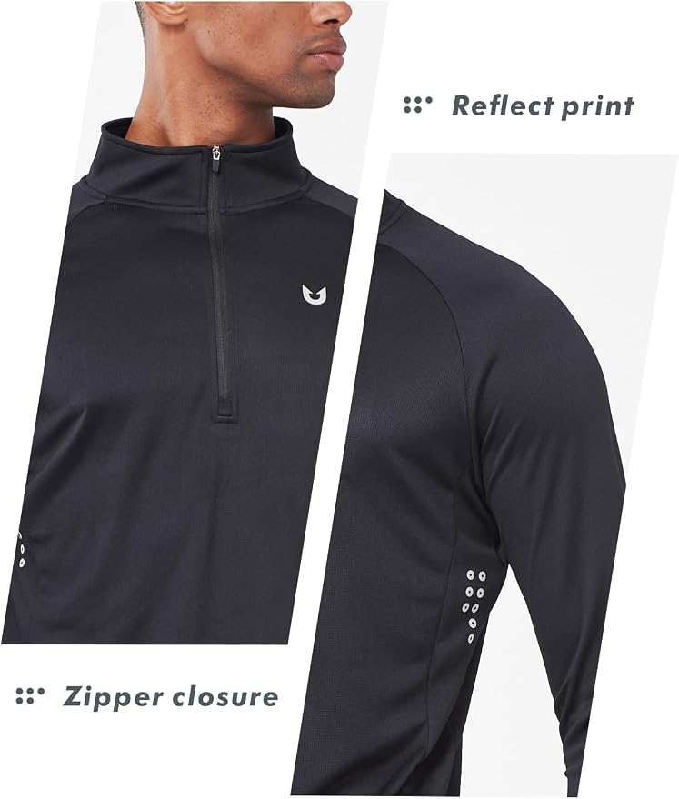 NORTHYARD Quarter Zip Pullover Men Running Shirt Long Sleeve Moisture Wicking - Image 4