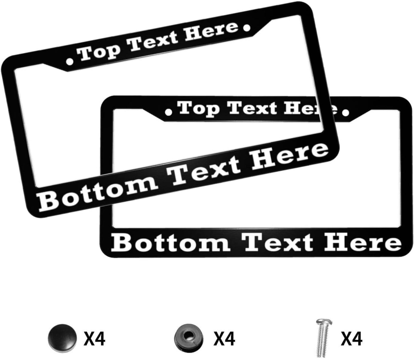 2 Packs Custom License Plate Frame Personalized Car Tag Frame with Screw Caps,2 Holes,12"x6",Style 1