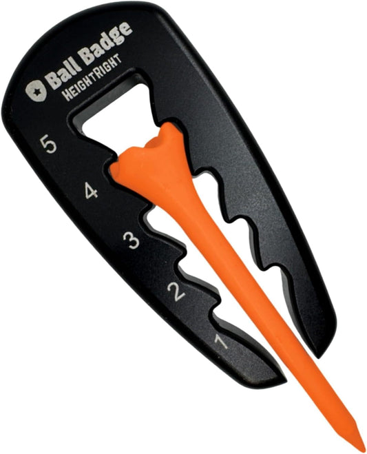 Ball Badge HeightRight Adjustable Golf Tee Height Tool – Precision Tee Height Setter for Consistent Swings, Durable Aluminum Design, Easy-to-Use Golf Training Aid