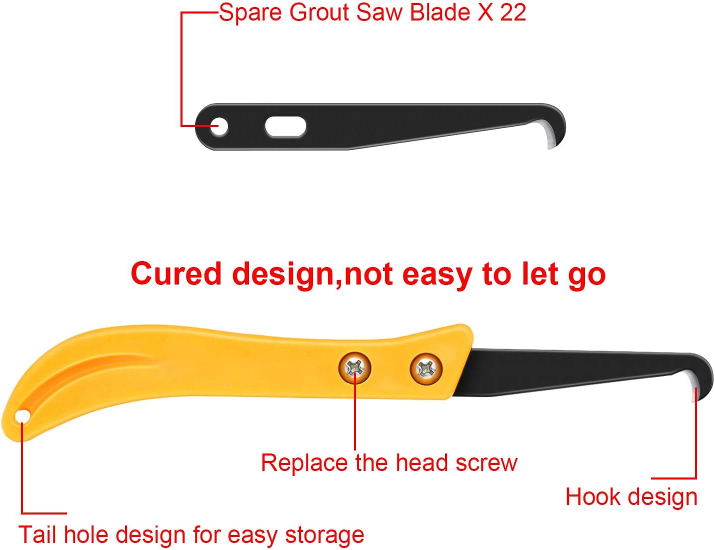 20 Pcs Hook Knife with 2 Pcs Handle, Grout Removal Tool Golf Grip Removal Tool Kit DIY Hook Blade for Regripping Golf Clubs Edges Caulking Accessories Kit