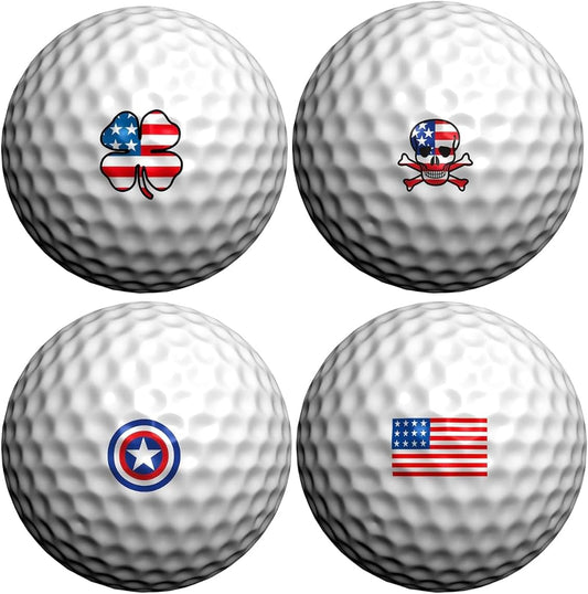 Golfdotz - USGA Rule Conforming Novelty Golf Ball Markers, Golf Ball Stickers for Marking Balls, No More Smearing from Stamps, Gifts for Golfers, Dads, and Retirees, (USA Collection; 32-Count)