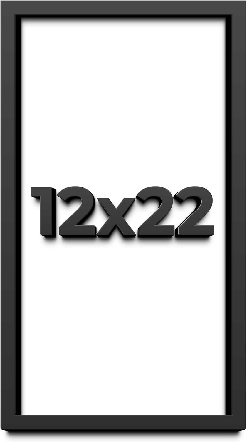 12x22 Shadow Box Black Solid Wood Display Frame with White Acid-Free Backing UV Acrylic & Hanging Hardware - with 3/4" Usable Depth
