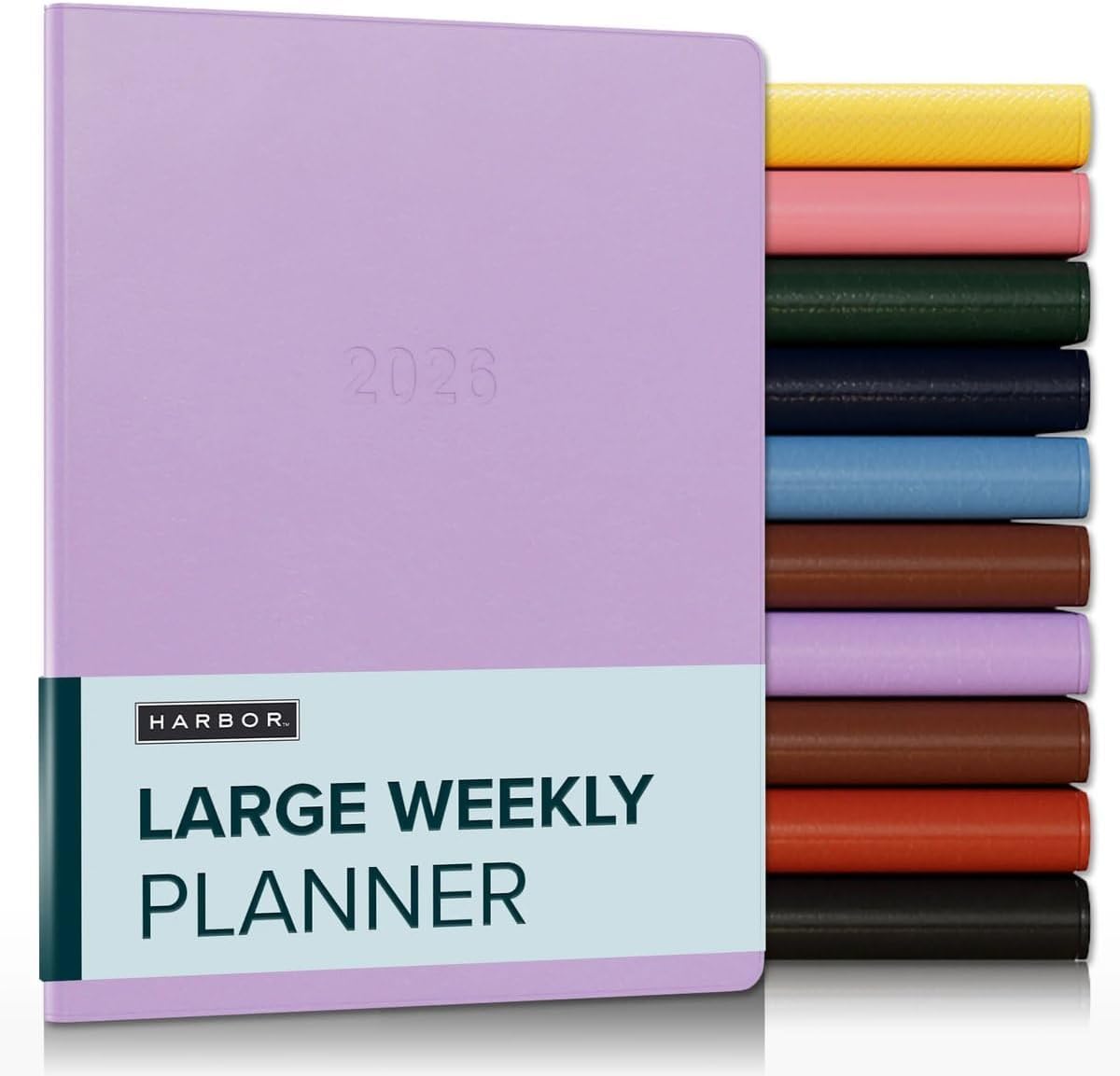 Harbor Large Weekly Monthly Planner 2025-2026 - Calendar Planner and Notebook, Durable Faux Leather, 192 Pages, Softcover & Book Bound - Cambridge Lavender - 9.75 x 7.5 "