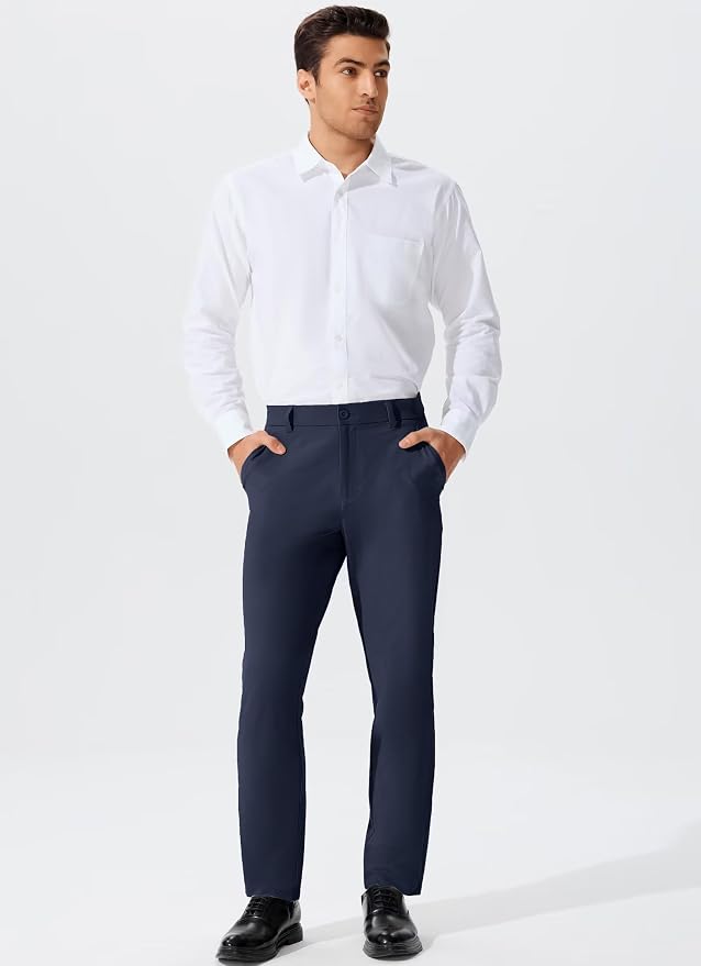 QPNGRP Men's Golf Pants 30"/32"/34" Inseam Lightweight Stretch Work Dress Pants - Image 3
