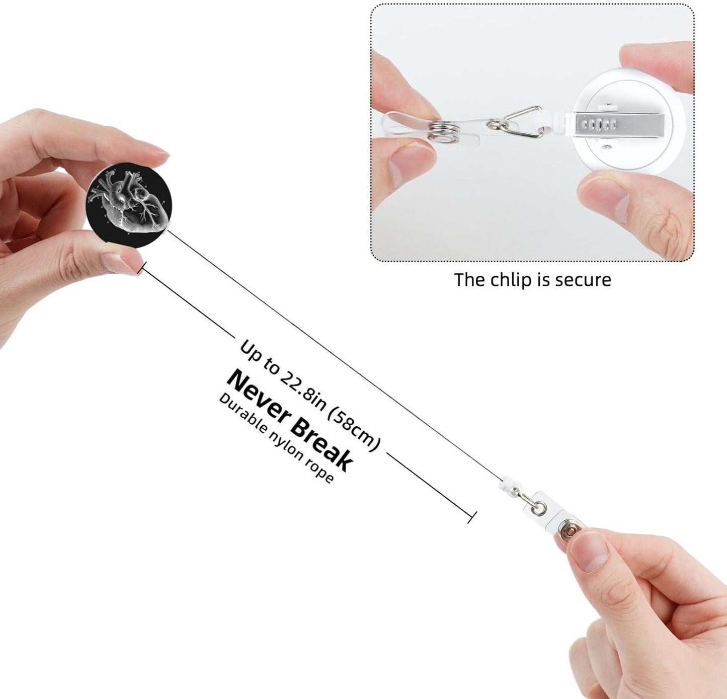 Heart Anatomical Cardiologist Badge Reels Retractable Badge Holder with Clip for Id Name Tag Office Worker Student Teacher Nurse Doctor