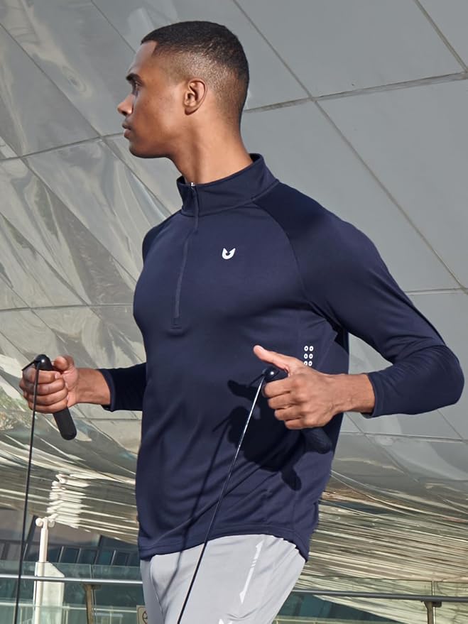 NORTHYARD Quarter Zip Pullover Men Running Shirt Long Sleeve Moisture Wicking - Image 6
