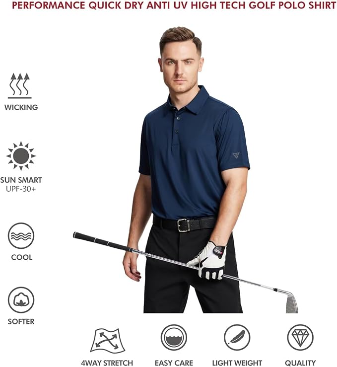 Mens Polo Shirts Short and Long Sleeve Casual Solid Stylish Dry Fit Performance - Image 5