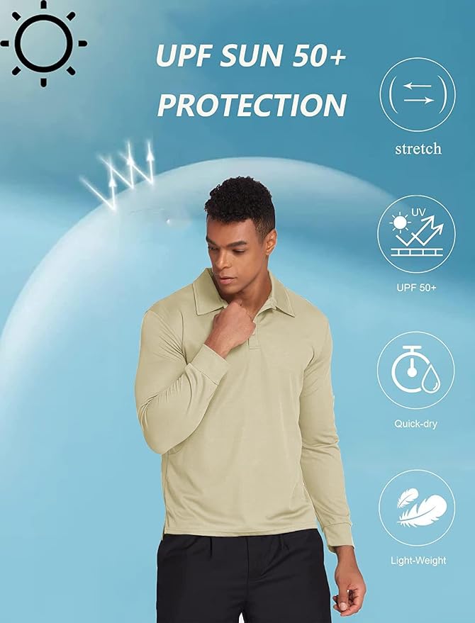 Deyeek Men's Polo Shirts Long Sleeve Golf Polo Shirts - Image 4