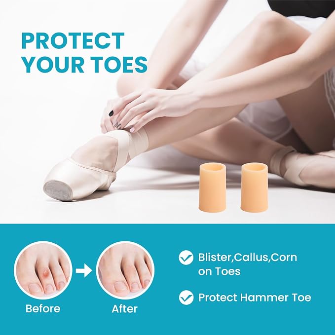 Povihome Toe Sleeves, Toe Protectors, 12 Pack Toe Tube Pads - Image 4
