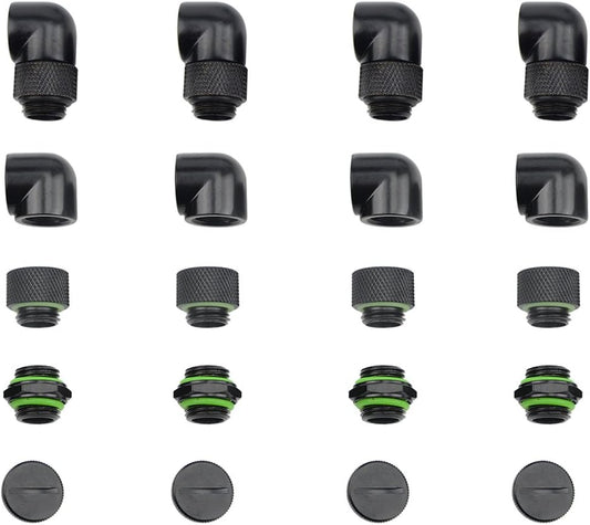 20 PCS Silver Chrome G1/4" Plug Fittings for Computer Water Cooling System (Black)