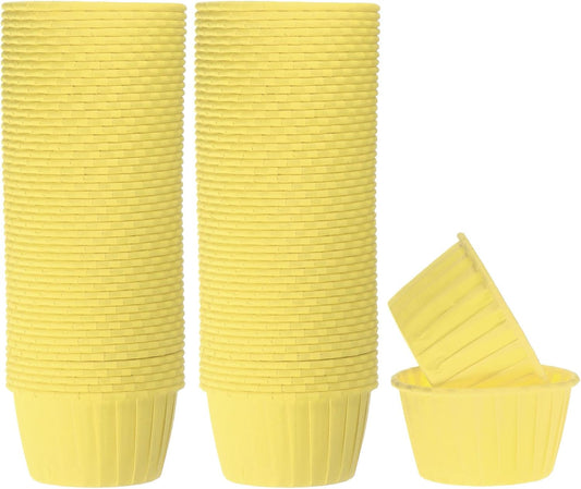 HARFINGTON 100Pcs Cupcake Baking Cups 3.5oz Standard Size Paper Cupcake Liners Greaseproof Wrappers Disposable for Wedding Birthdays Christmas Dessert, Yellow