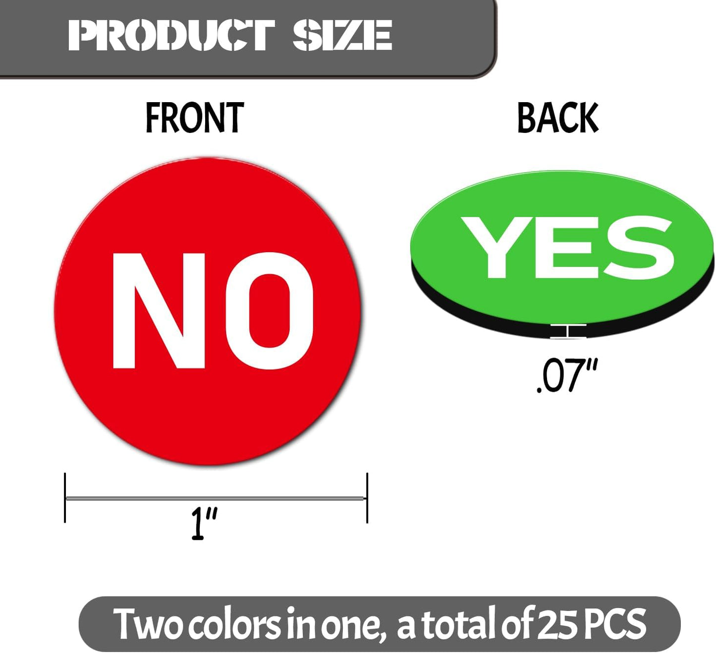 25 Pcs Double-Sided Red Green Magnets, Flip Over Colored Magnetic Dots for Whiteboard, Refrigerator, Office(YES/NO Magnets)